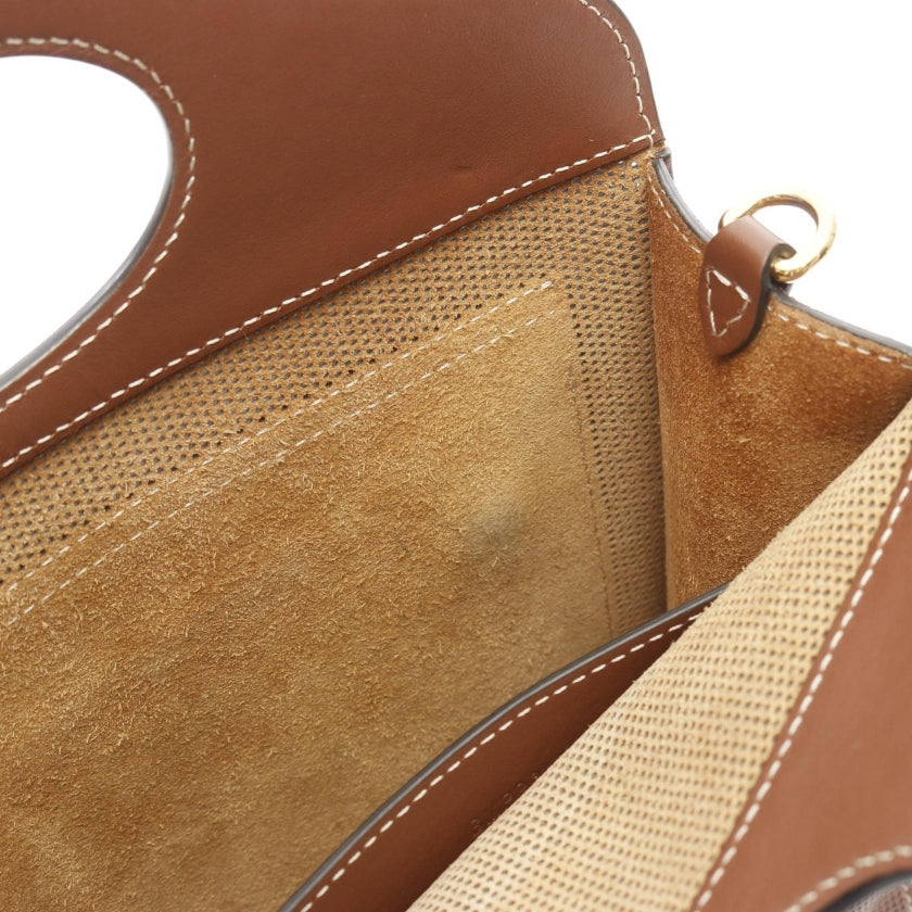 ミニ ポケットバッグ TBモノグラム パンチングレザー ハンドバッグ レザー ブラウン 2WAY バーバリー バッグ BURBERRY