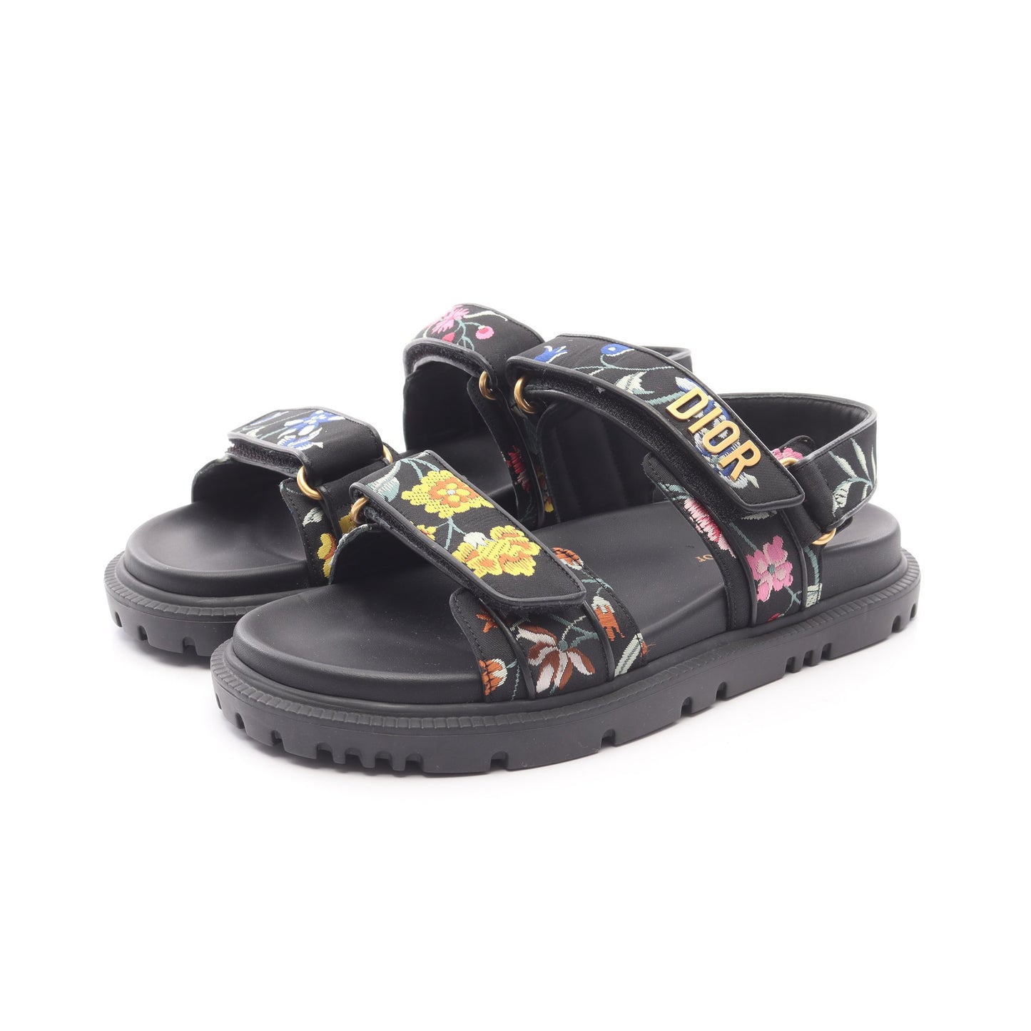 DIORACT サンダル ファブリック ブラック マルチカラー クリスチャン  