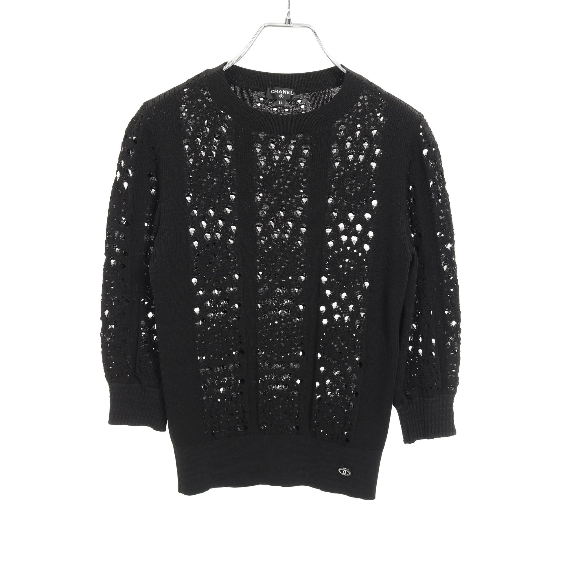 ココマーク ニット クルーネック コットン ブラック シャネル – RECLO 