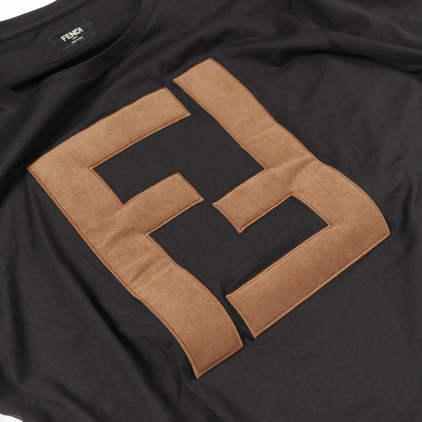 FFロゴ Tシャツ クルーネック 半袖 コットン ブラック ブラウン フェンディ トップス FENDI