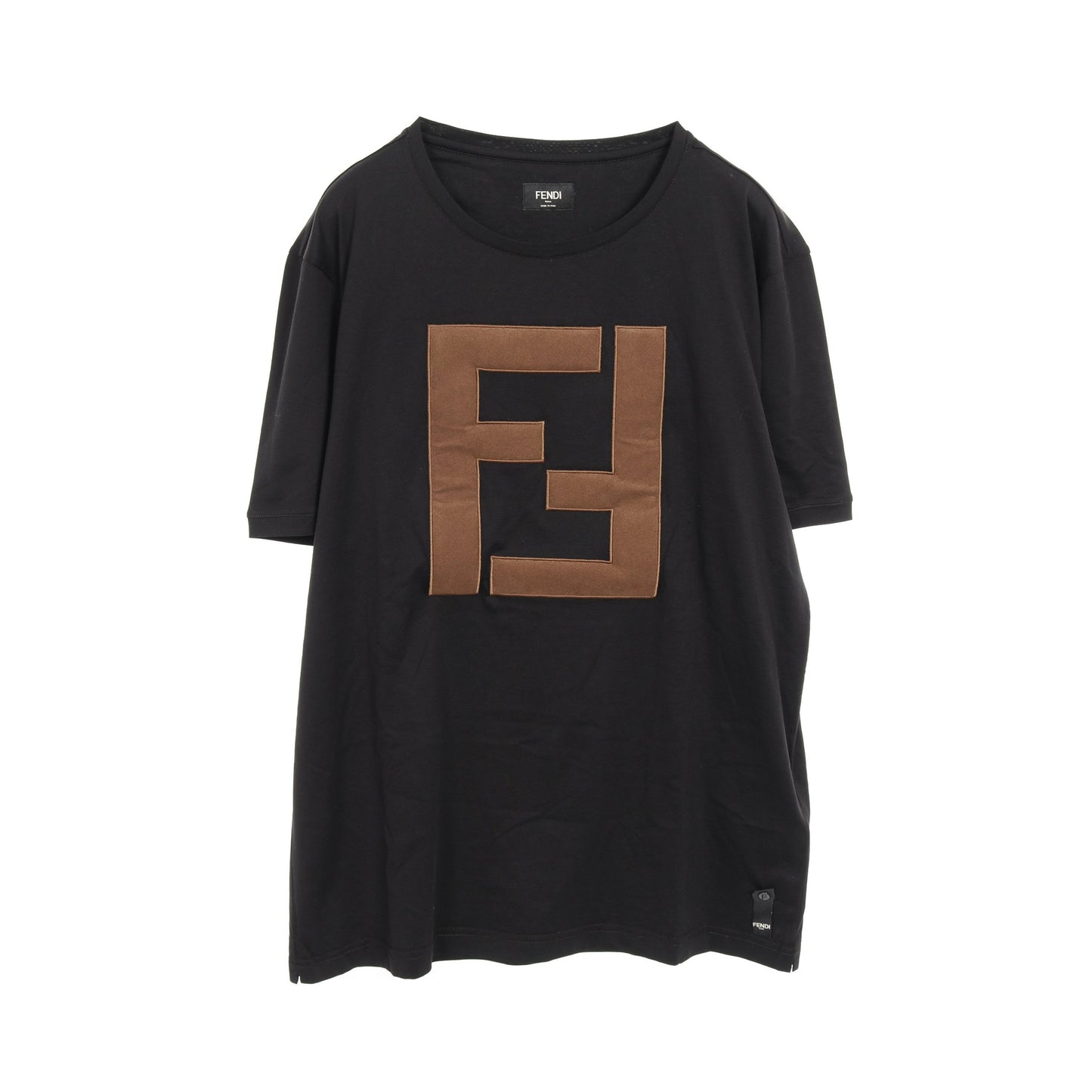 FFロゴ Tシャツ クルーネック 半袖 コットン ブラック ブラウン フェンディ トップス FENDI