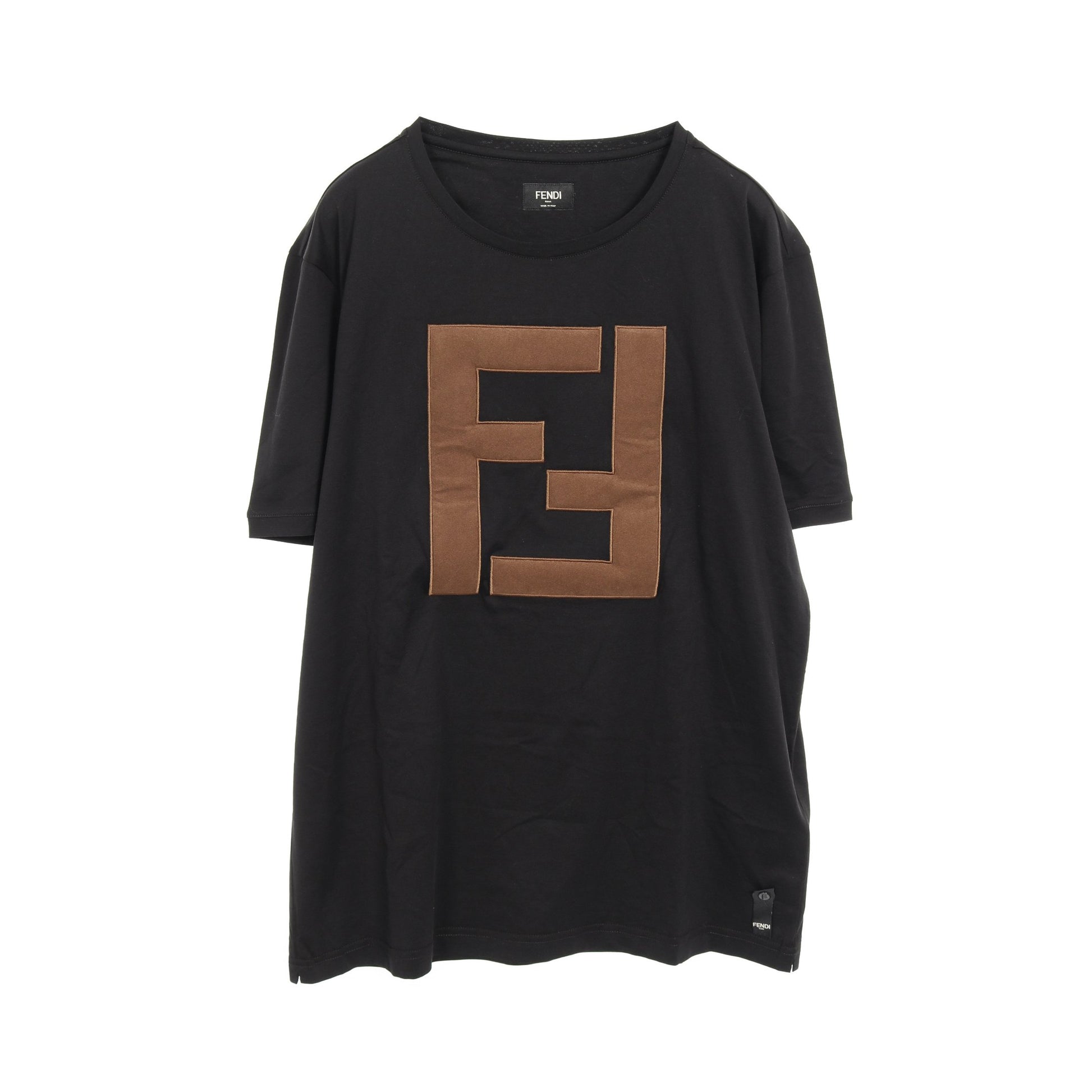 FFロゴ Tシャツ クルーネック 半袖 コットン ブラック ブラウン フェンディ トップス FENDI