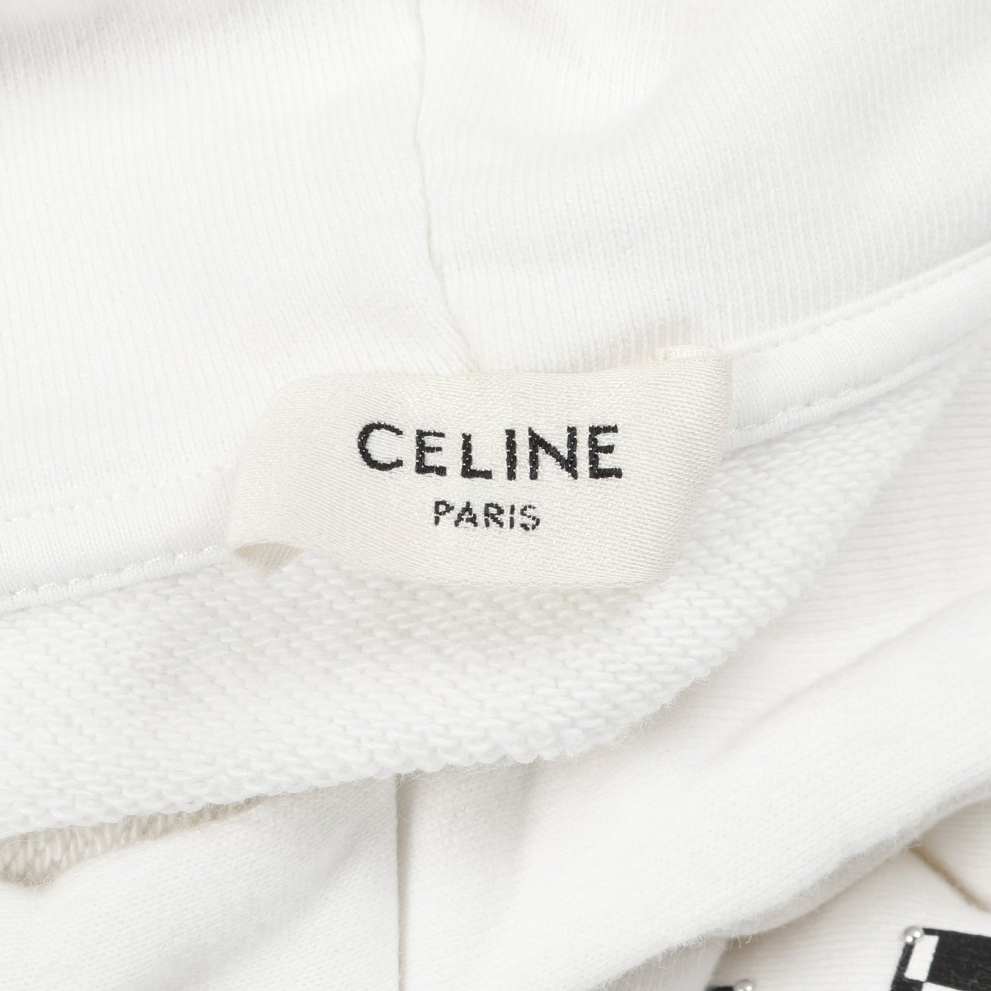 ルーズ スウェットシャツ プルオーバーパーカー コットン ホワイト ブラック スタッズ ロゴ セリーヌ トップス CELINE