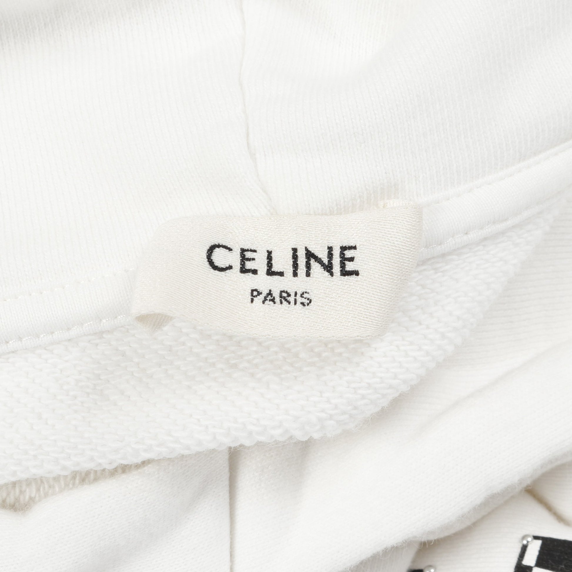 ルーズ スウェットシャツ プルオーバーパーカー コットン ホワイト ブラック スタッズ ロゴ セリーヌ トップス CELINE