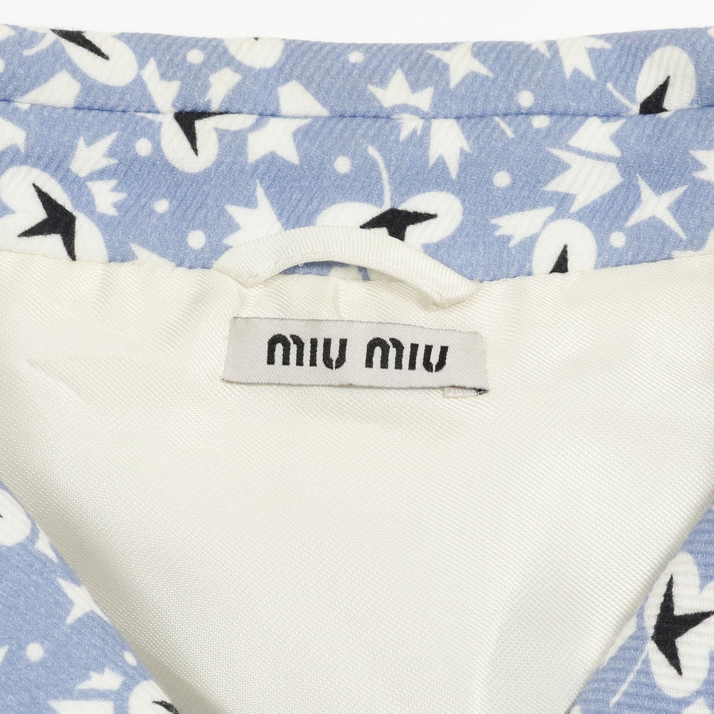 コート 花柄 コットン ライトブルー ホワイト ブラック ミュウミュウ アウター miu miu