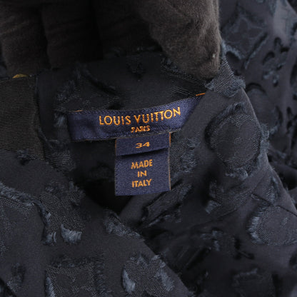 モノグラム ワンピース ボウタイ 半袖 シルク ネイビー ルイヴィトン ワンピース LOUIS VUITTON