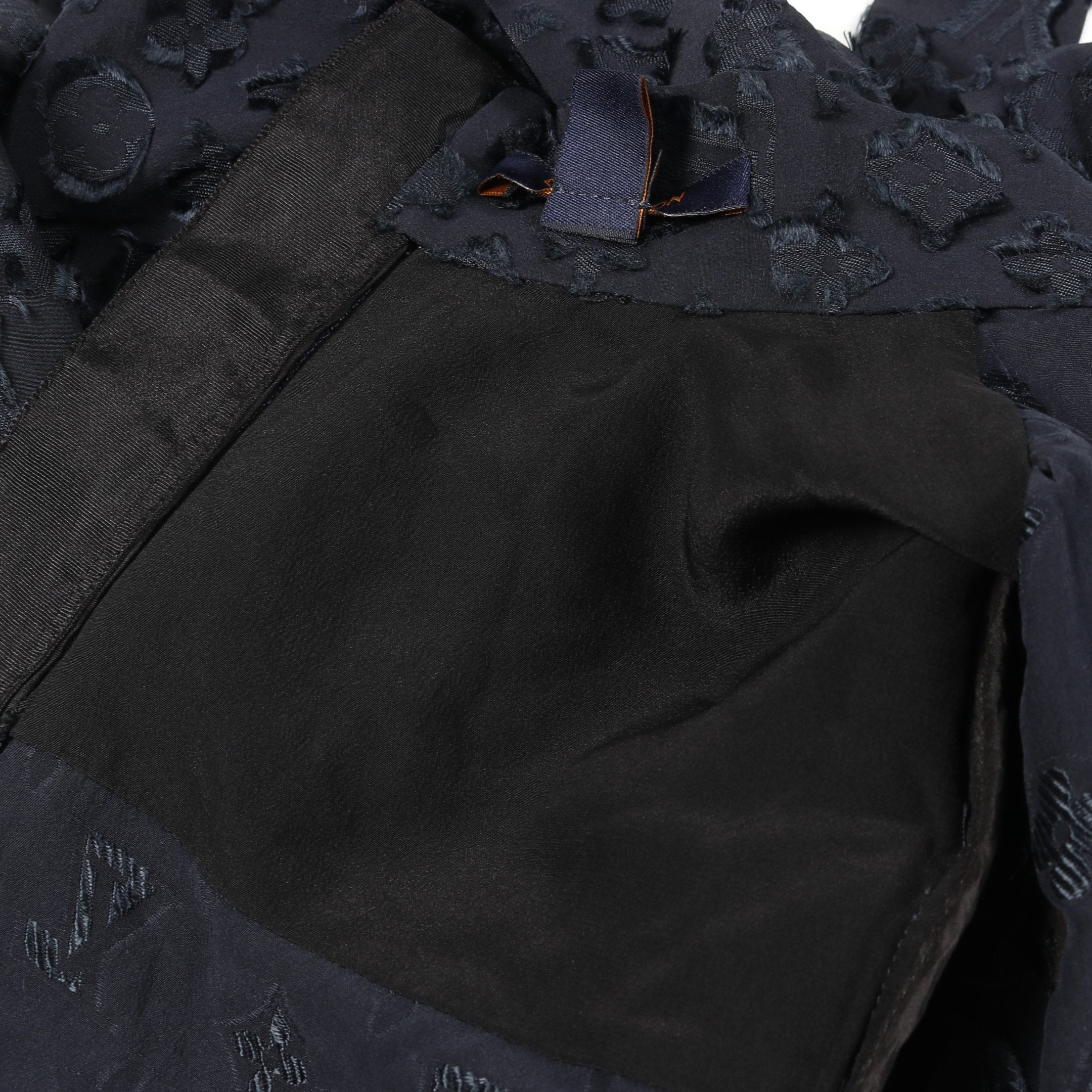 モノグラム ワンピース ボウタイ 半袖 シルク ネイビー ルイヴィトン