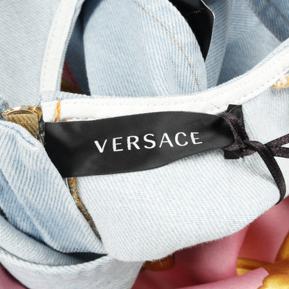 メドゥーサ デニム ワンピース コットン ライトブルー ピンク イエロー 切替 ヴェルサーチ ワンピース Versace