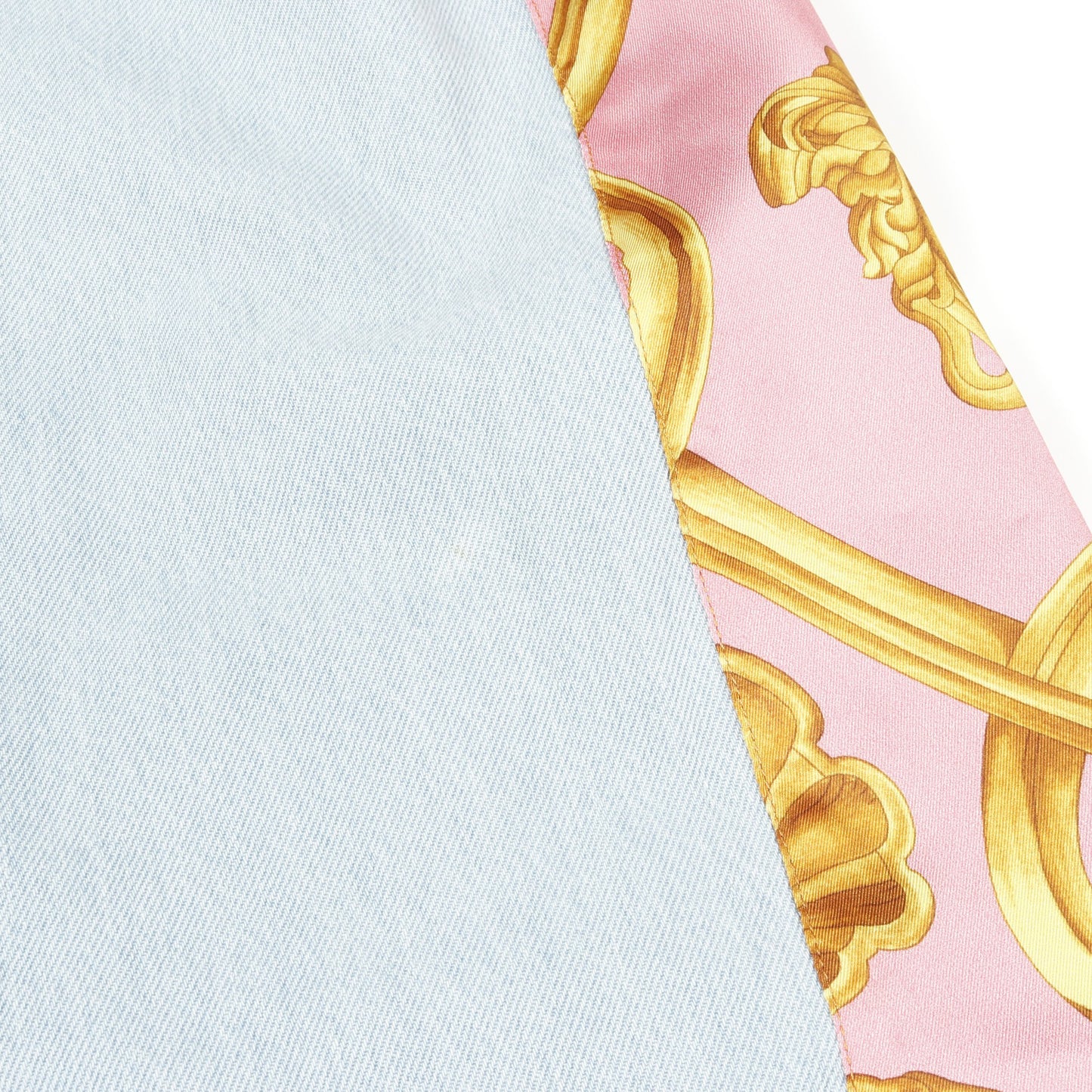 メドゥーサ デニム ワンピース コットン ライトブルー ピンク イエロー 切替 ヴェルサーチ ワンピース Versace