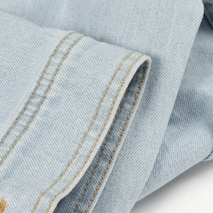 ストーンウォッシュ デニムジャケット コットン ライトブルー ホワイト イエロー ポケット切替 ヴェルサーチ アウター Versace