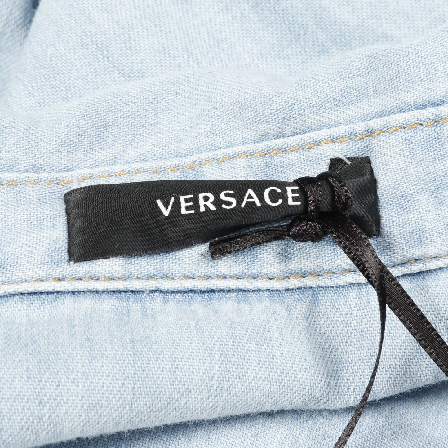 デニム シャツ 半袖 コットン ライトブルー ポケット切替 ヴェルサーチ トップス Versace