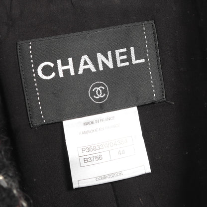 ココマークボタン ツイード コート ウール シルク ブラック マルチカラー シャネル アウター CHANEL