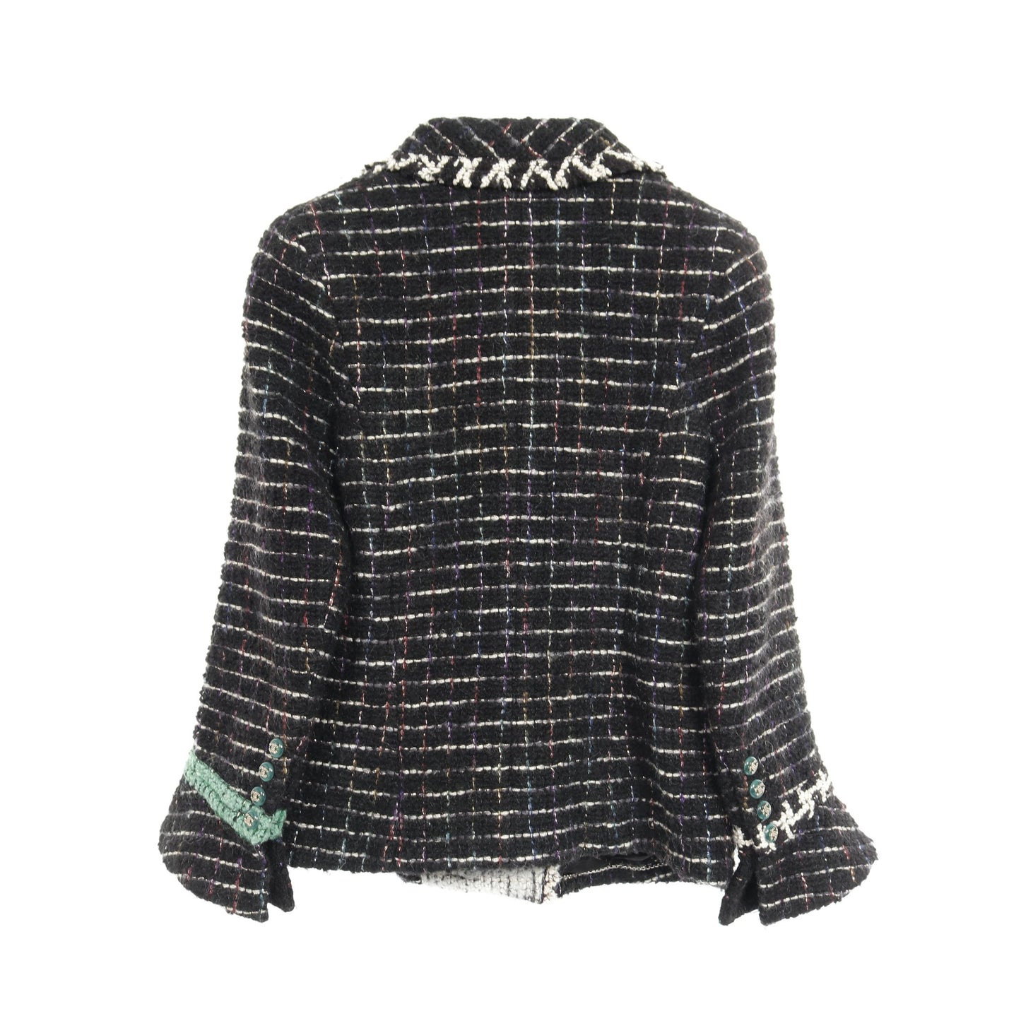 ココマークボタン ツイード コート ウール シルク ブラック マルチカラー シャネル アウター CHANEL