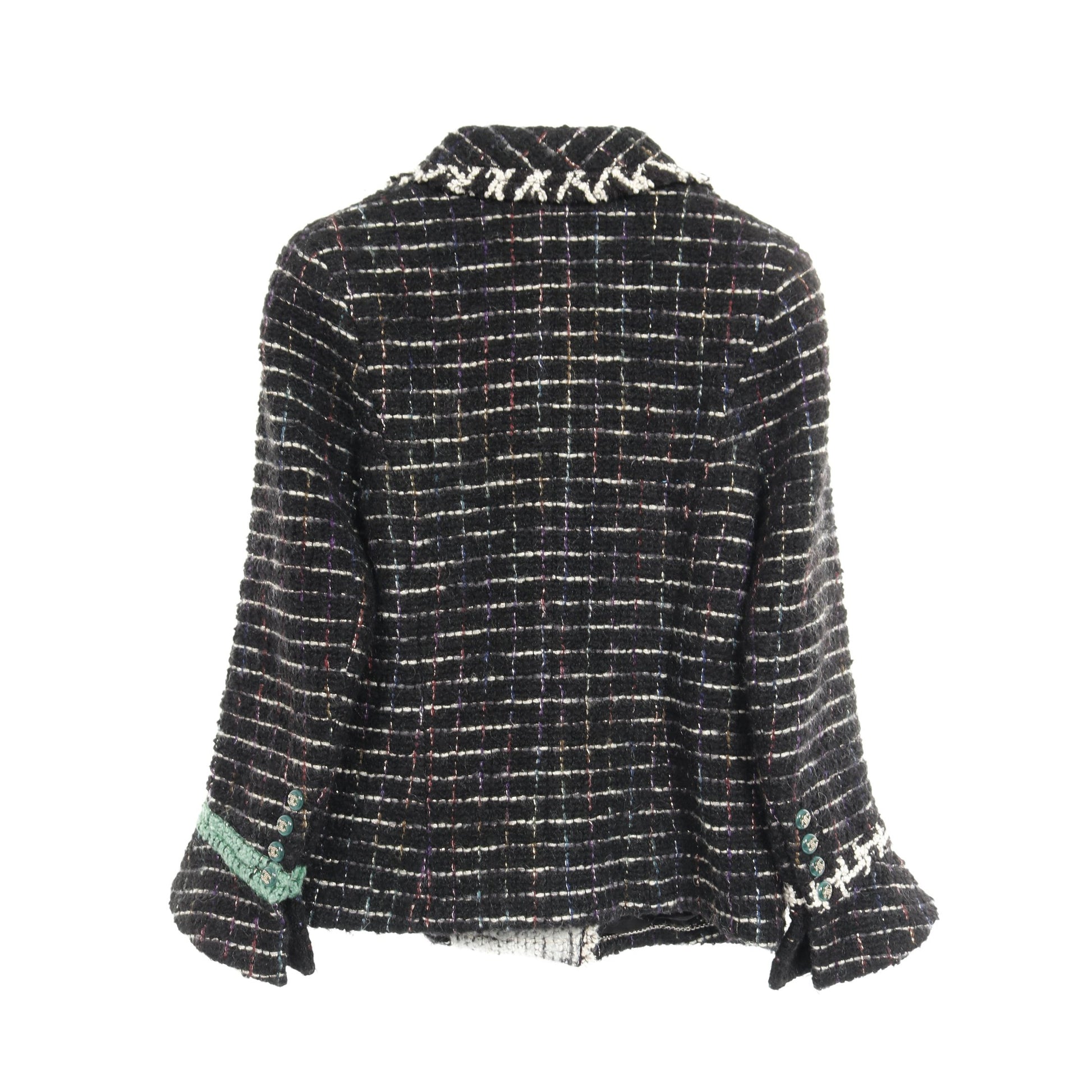 ココマークボタン ツイード コート ウール シルク ブラック マルチカラー シャネル アウター CHANEL