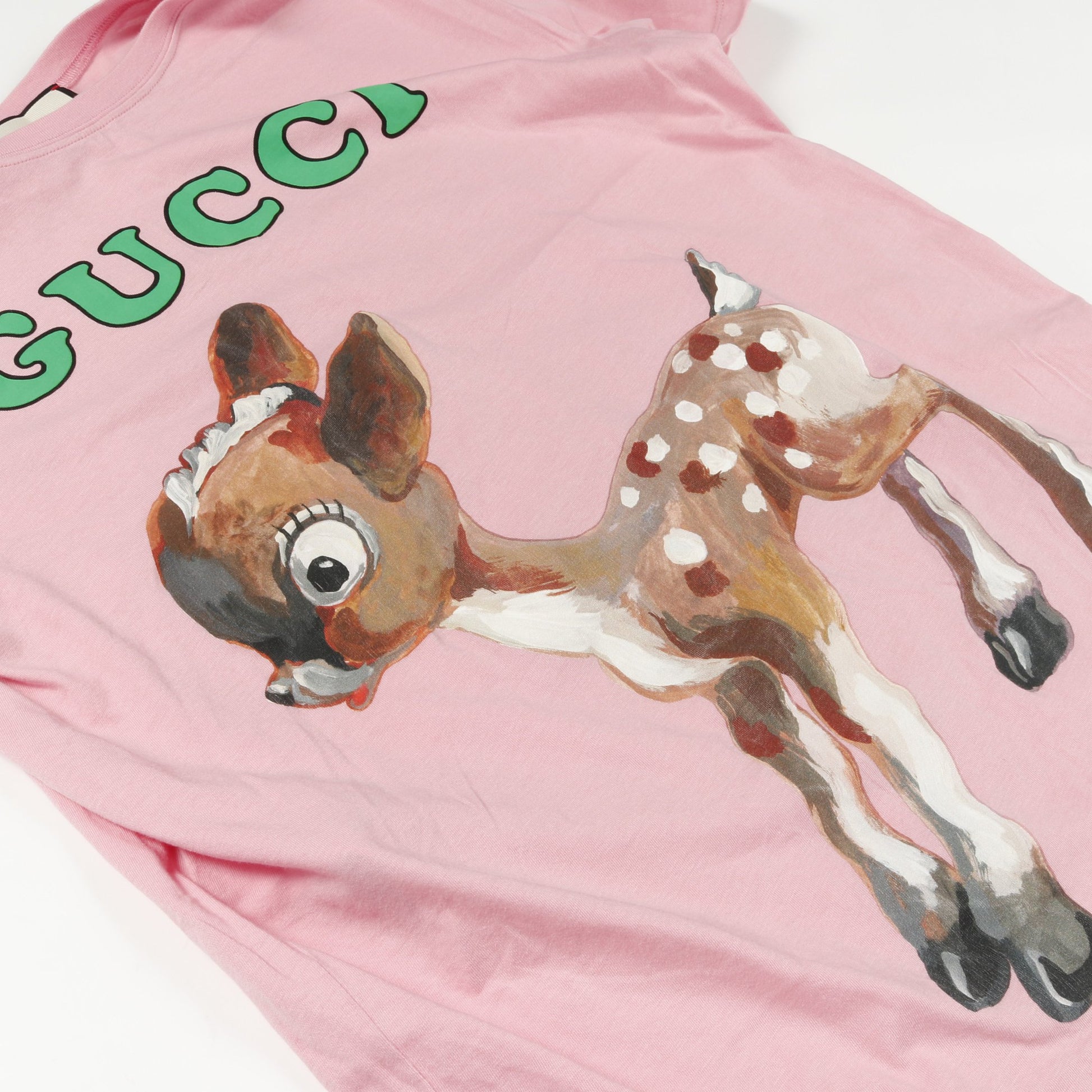 BAMBI FLOWER Tシャツ コットン ピンク マルチカラー グッチ トップス GUCCI