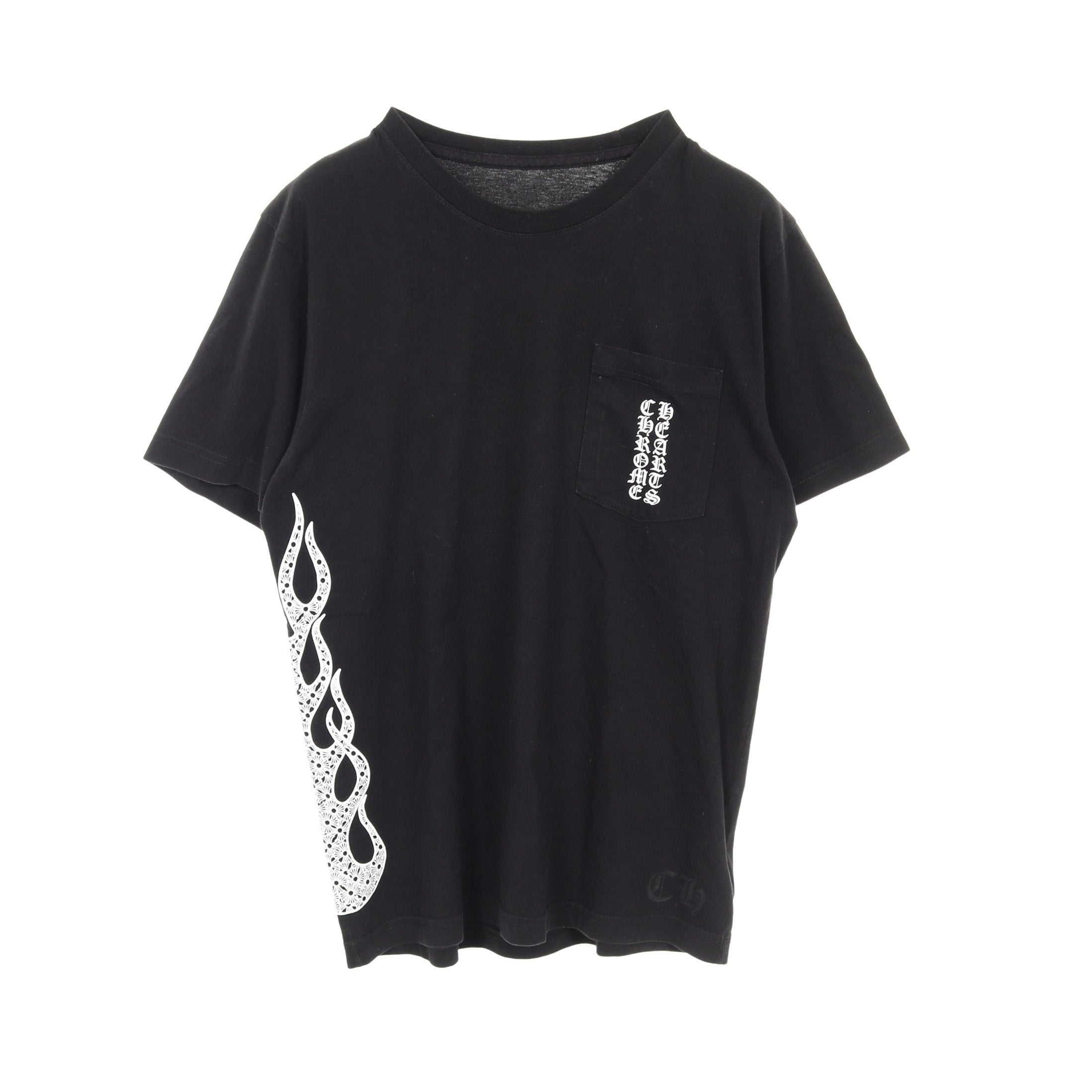 サイドフレイムプリント Tシャツ クルーネック 半袖 コットン ブラック