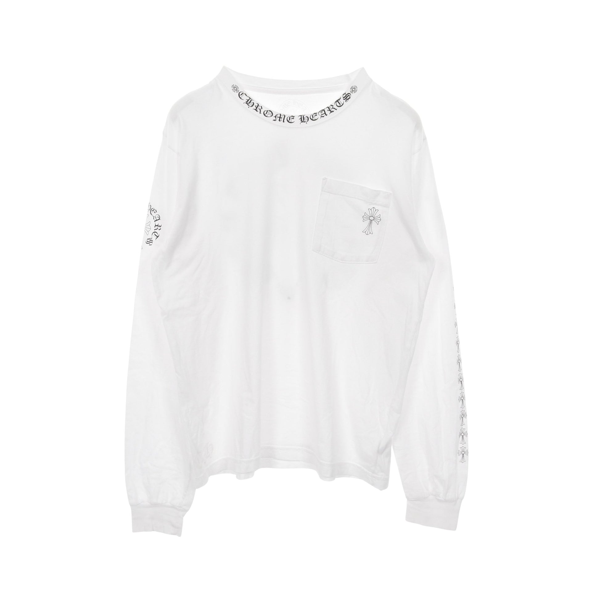ネックロゴ CHクロス Tシャツ 長袖 コットン ホワイト クロムハーツ  