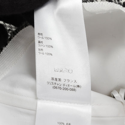 ロング プリーツ スカート ラップスカート チェック 千鳥格子 ウール ホワイト ブラック TRUNK SHOW クリスチャンディオール ボトムス Christian Dior