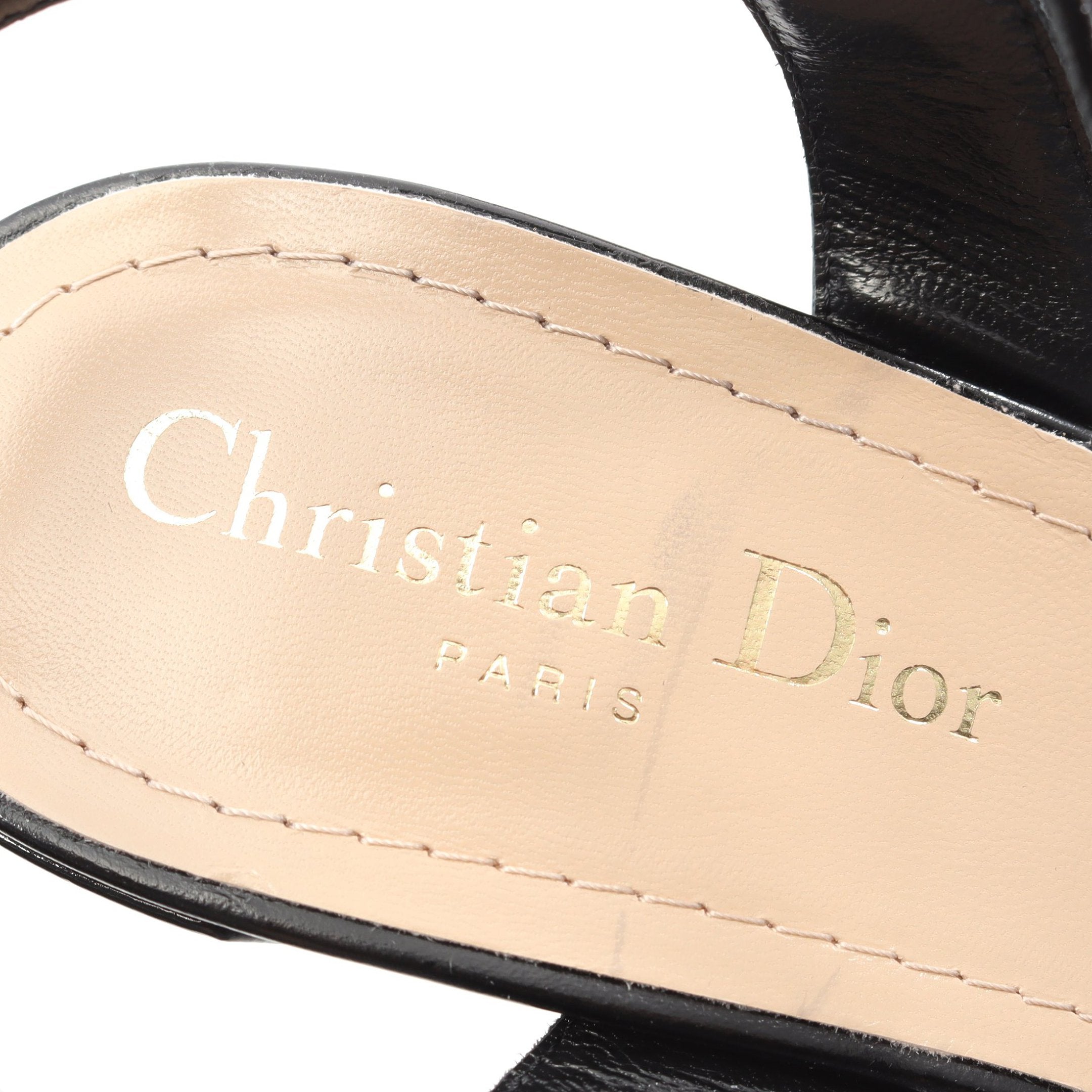 Dior CALL サンダル レザー ブラック アンクルストラップ クリスチャン