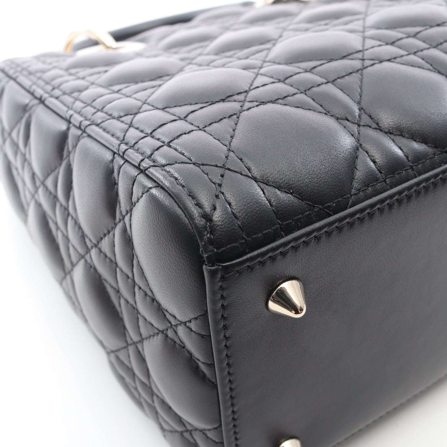 LADY DIOR ミディアムバッグ カナージュ ハンドバッグ レザー ブラック 2WAY クリスチャンディオール バッグ Christian Dior