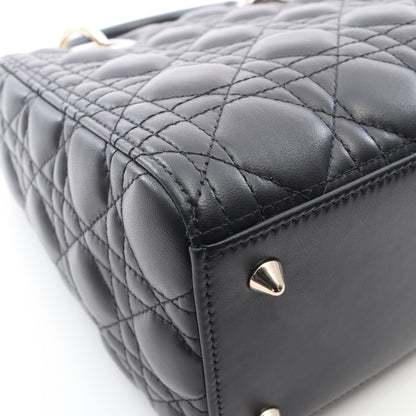 LADY DIOR ミディアムバッグ カナージュ ハンドバッグ レザー ブラック 2WAY クリスチャンディオール バッグ Christian Dior