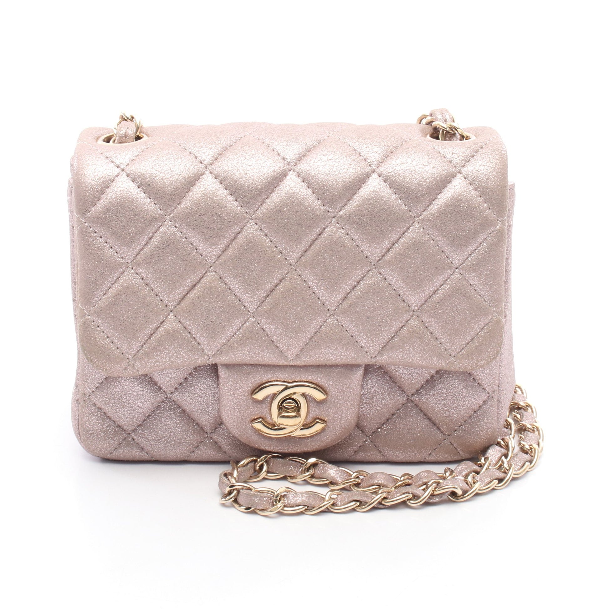 ミニマトラッセ チェーンショルダーバッグ レザー ライトピンク ゴールド金具 シャネル バッグ CHANEL