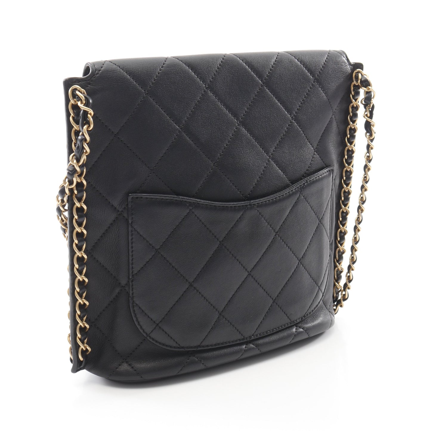マトラッセ チェーンショルダーバッグ ラムスキン ブラック ゴールド金具 シャネル バッグ CHANEL