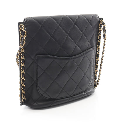 マトラッセ チェーンショルダーバッグ ラムスキン ブラック ゴールド金具 シャネル バッグ CHANEL