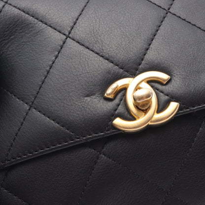 マトラッセ スモール フラップ チェーンショルダーバッグ ラムスキン ブラック ゴールド金具 シャネル バッグ CHANEL