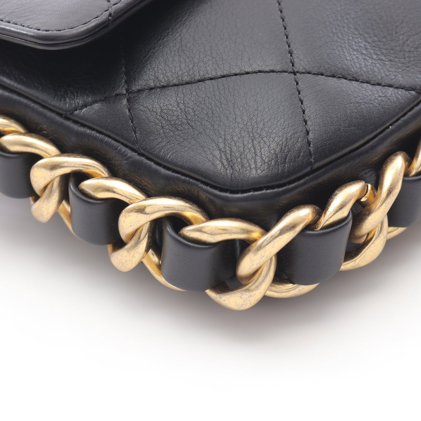 マトラッセ スモール フラップ チェーンショルダーバッグ ラムスキン ブラック ゴールド金具 シャネル バッグ CHANEL