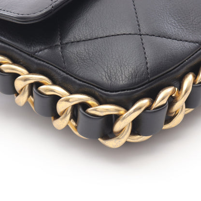 マトラッセ スモール フラップ チェーンショルダーバッグ ラムスキン ブラック ゴールド金具 シャネル バッグ CHANEL