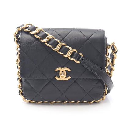 マトラッセ スモール フラップ チェーンショルダーバッグ ラムスキン ブラック ゴールド金具 シャネル バッグ CHANEL