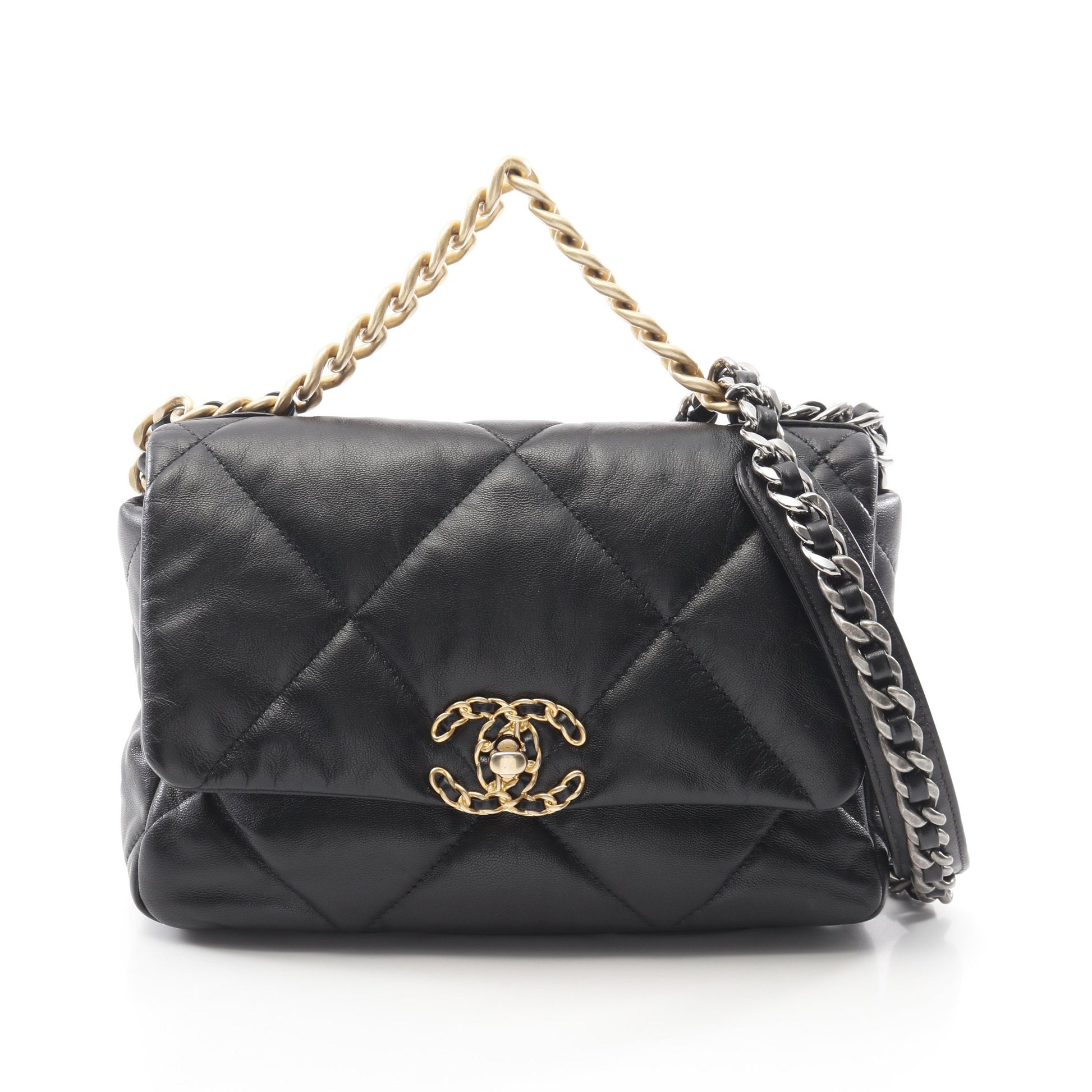 19 ディズヌフ マトラッセ チェーンショルダーバッグ ラムスキン ブラック コンビ金具 2WAY シャネル バッグ CHANEL