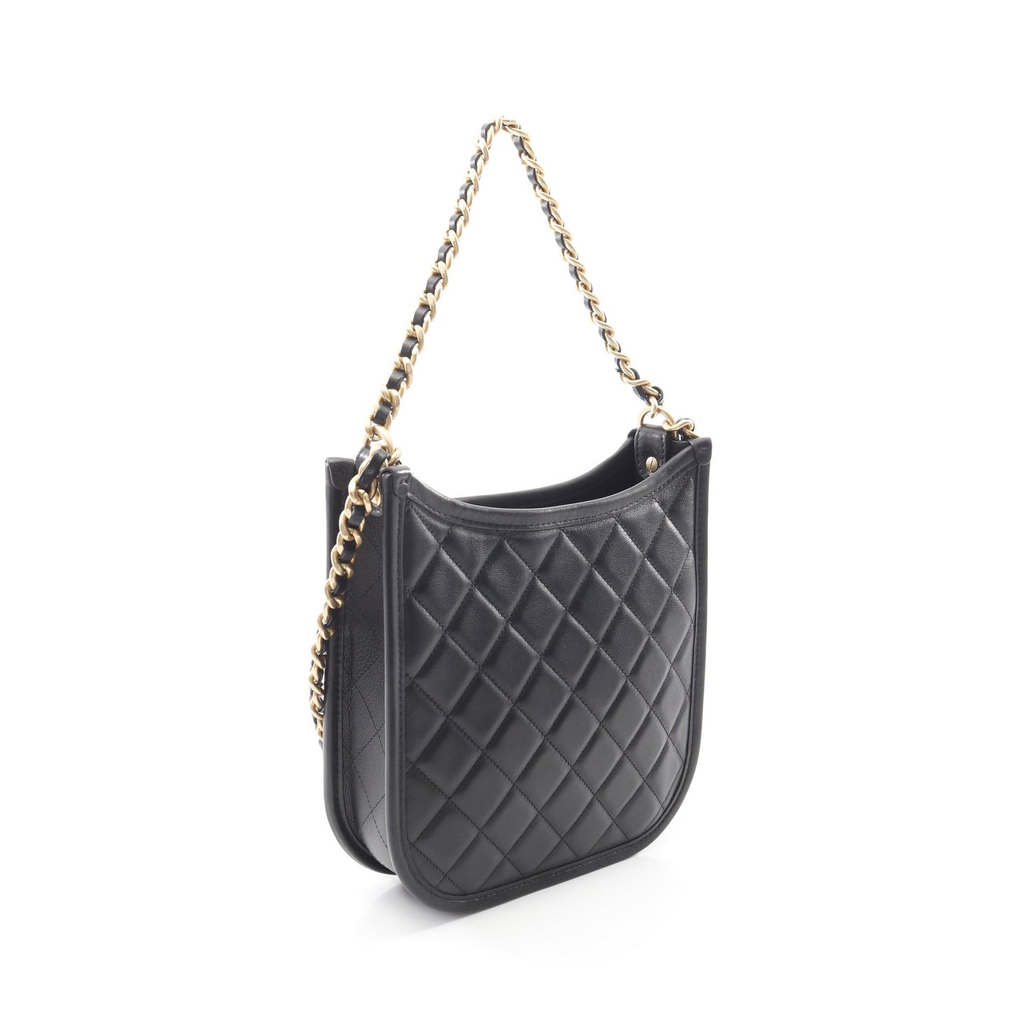 マトラッセ ホーボー チェーンショルダーバッグ ラムスキン ブラック ゴールド金具 2WAY シャネル バッグ CHANEL