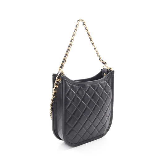 マトラッセ ホーボー チェーンショルダーバッグ ラムスキン ブラック ゴールド金具 2WAY シャネル バッグ CHANEL