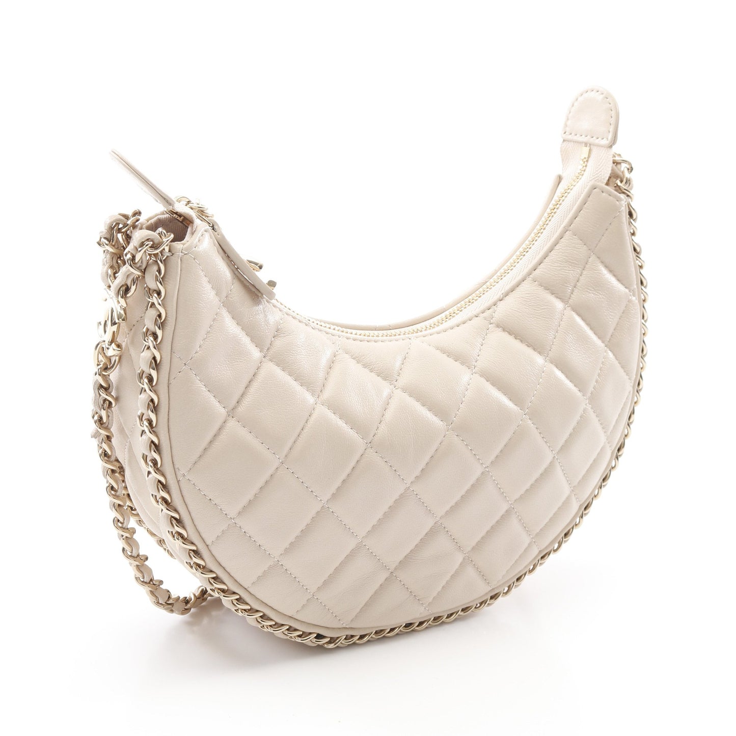 マトラッセ スモールホーボー チェーンショルダーバッグ ラムスキン ライトピンク ゴールド金具 シャネル バッグ CHANEL