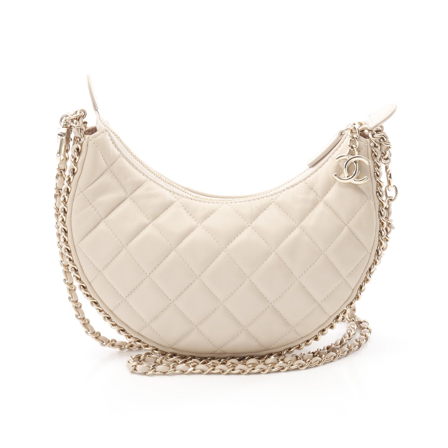 マトラッセ スモールホーボー チェーンショルダーバッグ ラムスキン ライトピンク ゴールド金具 シャネル バッグ CHANEL