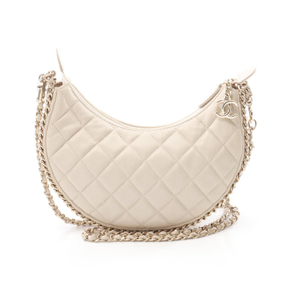 マトラッセ スモールホーボー チェーンショルダーバッグ ラムスキン ライトピンク ゴールド金具 シャネル バッグ CHANEL