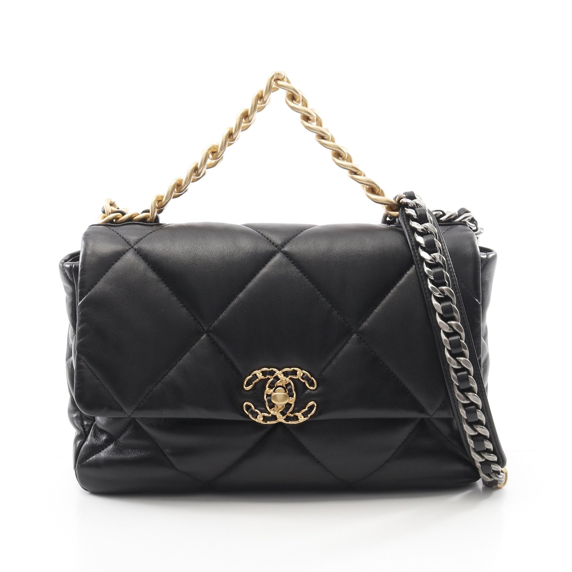 19 ディズヌフ マトラッセ チェーンショルダーバッグ ラムスキン ブラック コンビ金具 2WAY シャネル バッグ CHANEL