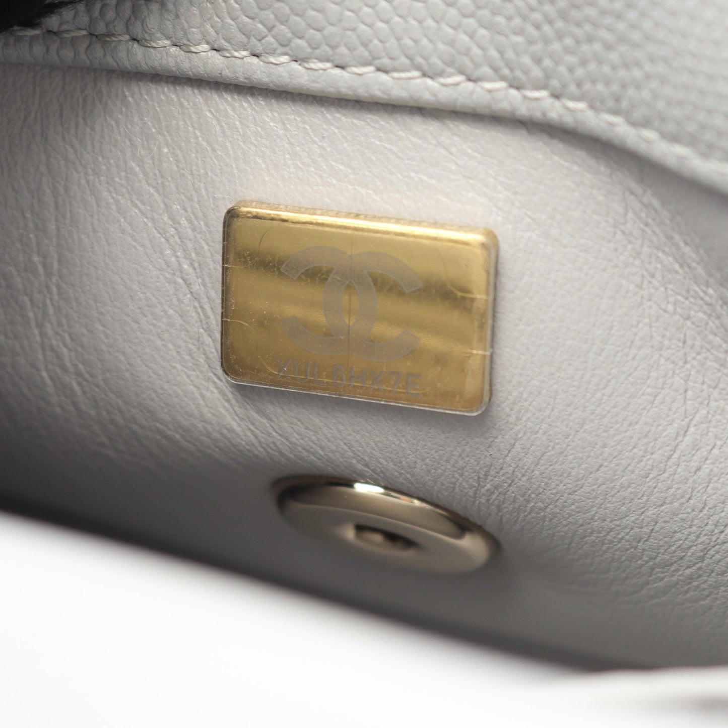 ココハンドルXXS トップハンドル ハンドバッグ キャビアスキン グレー ゴールド金具 2WAY シャネル バッグ CHANEL