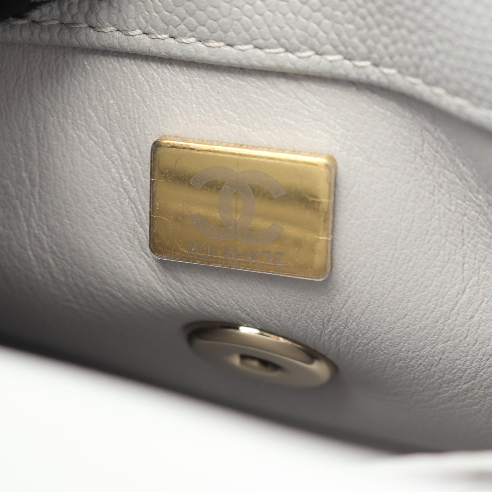 ココハンドルXXS トップハンドル ハンドバッグ キャビアスキン グレー ゴールド金具 2WAY シャネル バッグ CHANEL