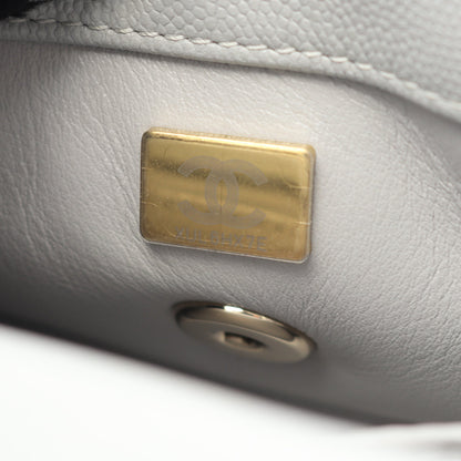 ココハンドルXXS トップハンドル ハンドバッグ キャビアスキン グレー ゴールド金具 2WAY シャネル バッグ CHANEL