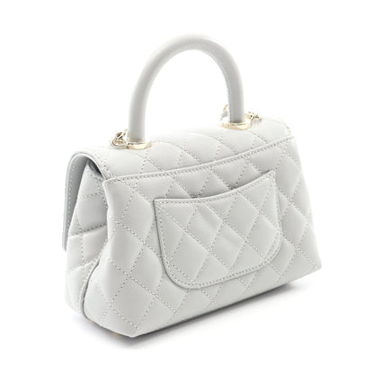 ココハンドルXXS トップハンドル ハンドバッグ キャビアスキン グレー ゴールド金具 2WAY シャネル バッグ CHANEL