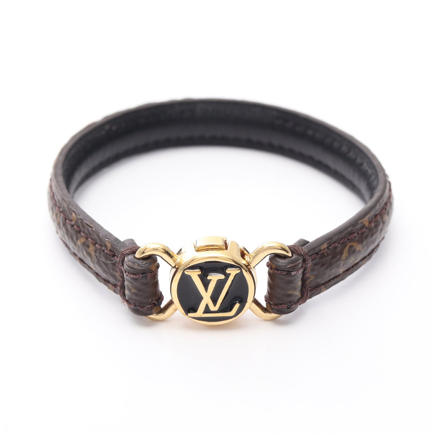 LVクリックイット モノグラム ブレスレット PVC レザー GP ブラウン ブラック ルイヴィトン アクセサリー LOUIS VUITTON