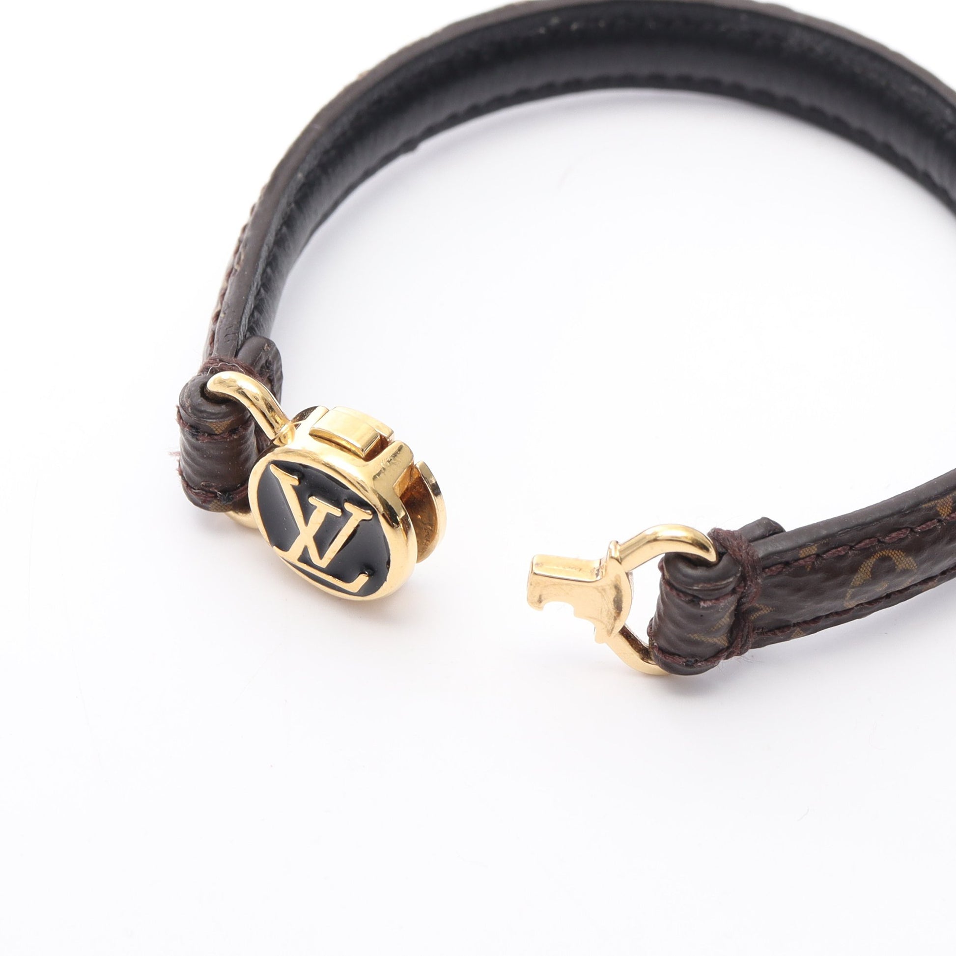 LVクリックイット モノグラム ブレスレット PVC レザー GP ブラウン ブラック ルイヴィトン アクセサリー LOUIS VUITTON