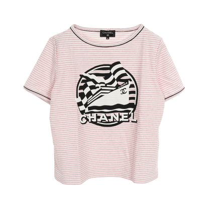 LA PAUSA パイル Tシャツ ボーダー コットン ホワイト ピンク ブラック シャネル トップス CHANEL