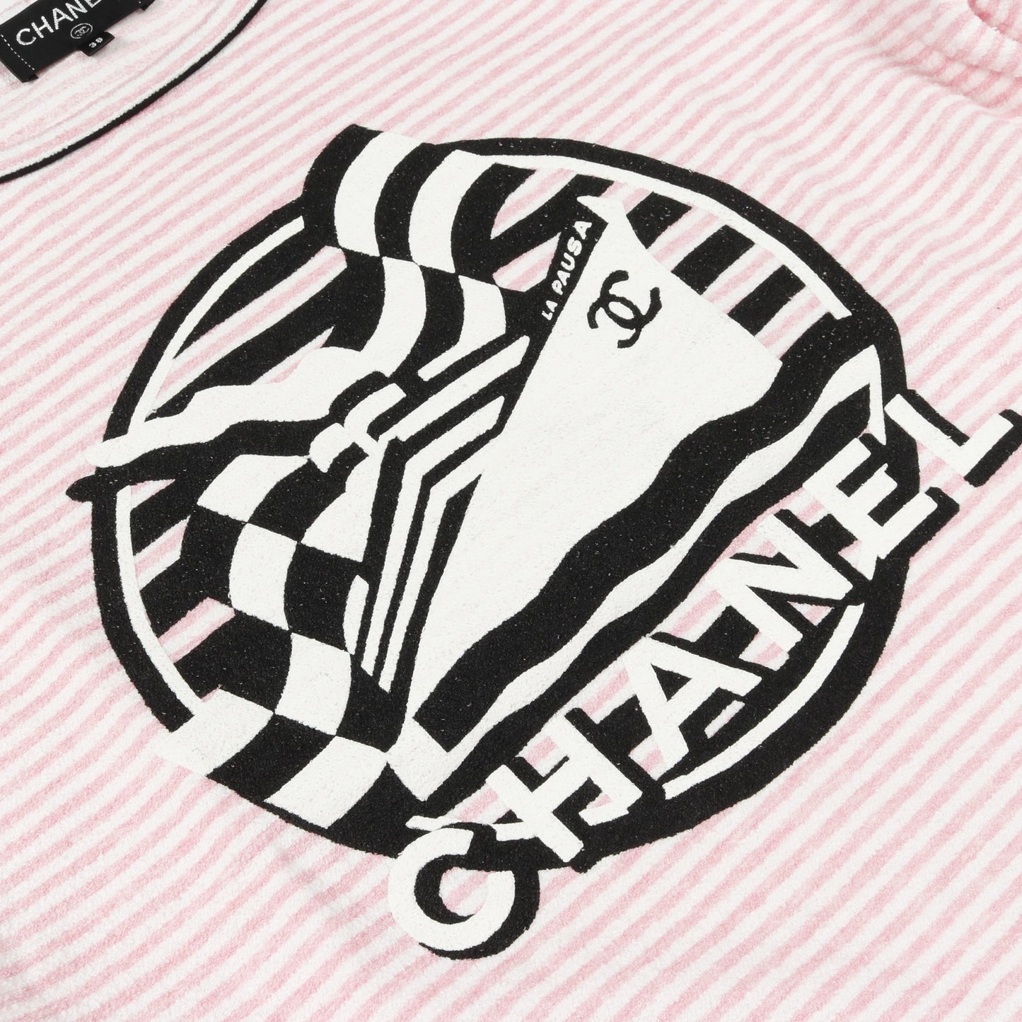 LA PAUSA パイル Tシャツ ボーダー コットン ホワイト ピンク ブラック シャネル トップス CHANEL