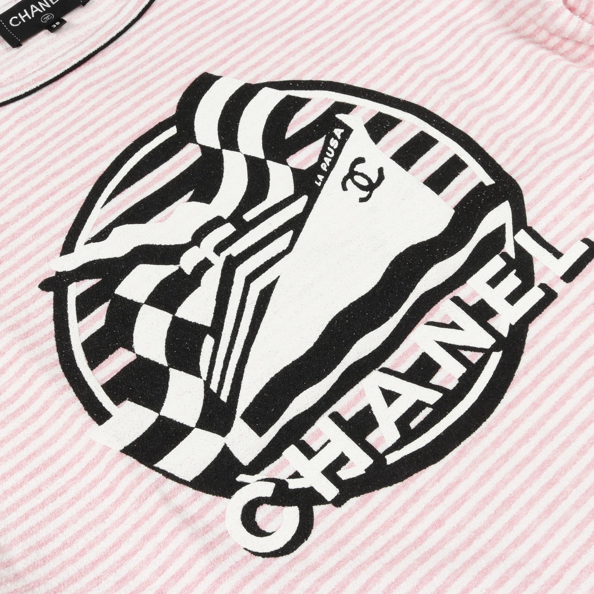 LA PAUSA パイル Tシャツ ボーダー コットン ホワイト ピンク ブラック シャネル トップス CHANEL