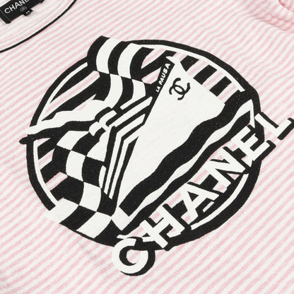 LA PAUSA パイル Tシャツ ボーダー コットン ホワイト ピンク ブラック シャネル トップス CHANEL