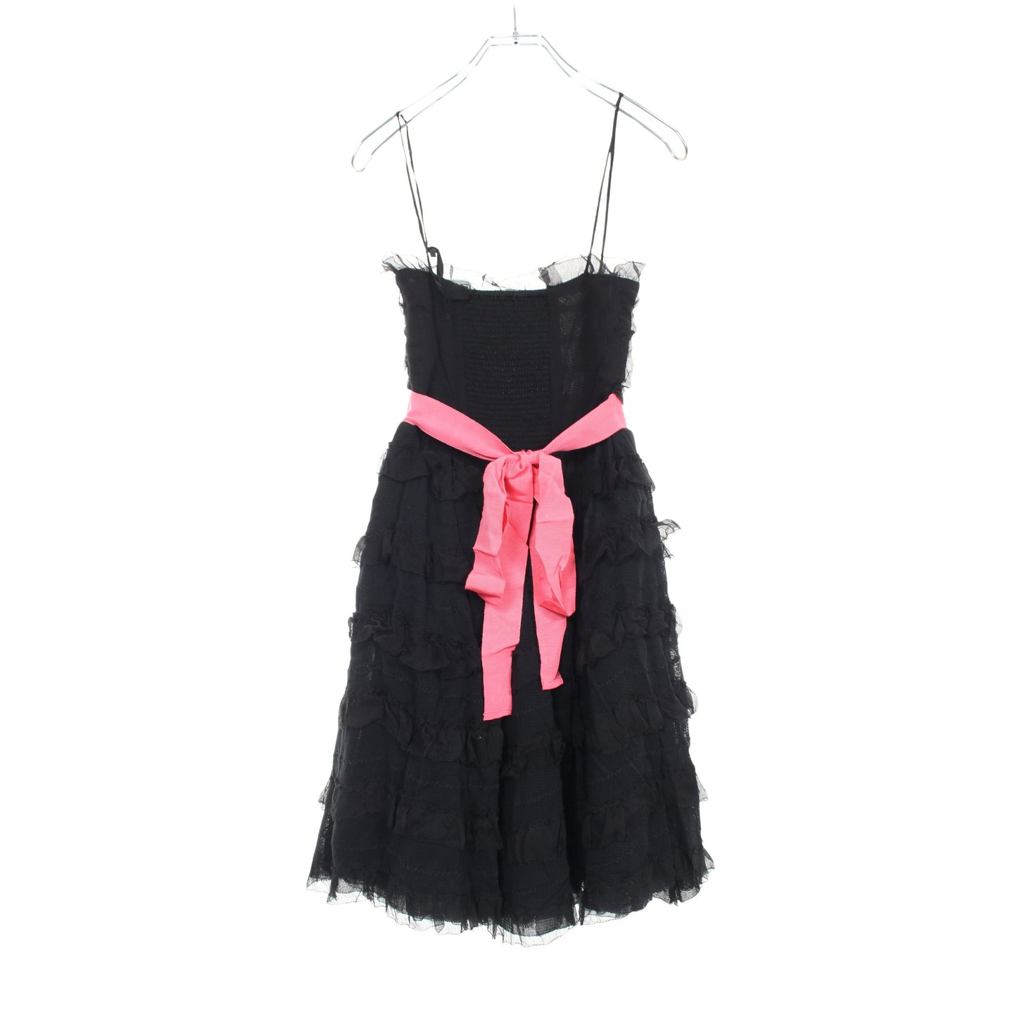 ティアード レース リボン ワンピース コットン シルク ブラック ピンク リボン レッドヴァレンティノ ワンピース RED VALENTINO